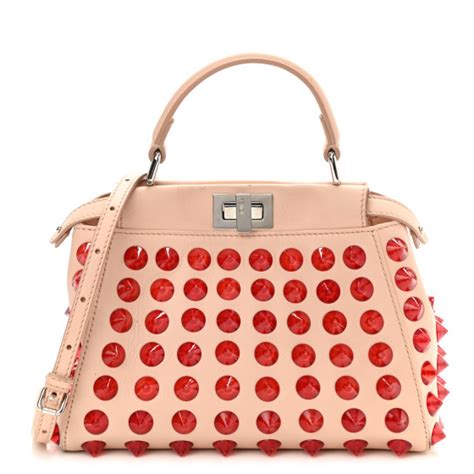 fendi studded nappa bag|FENDI Nappa Studded Mini Peekaboo Iconic Satchel .